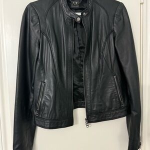 Armani Exchange Sleek Black Leather Jacket